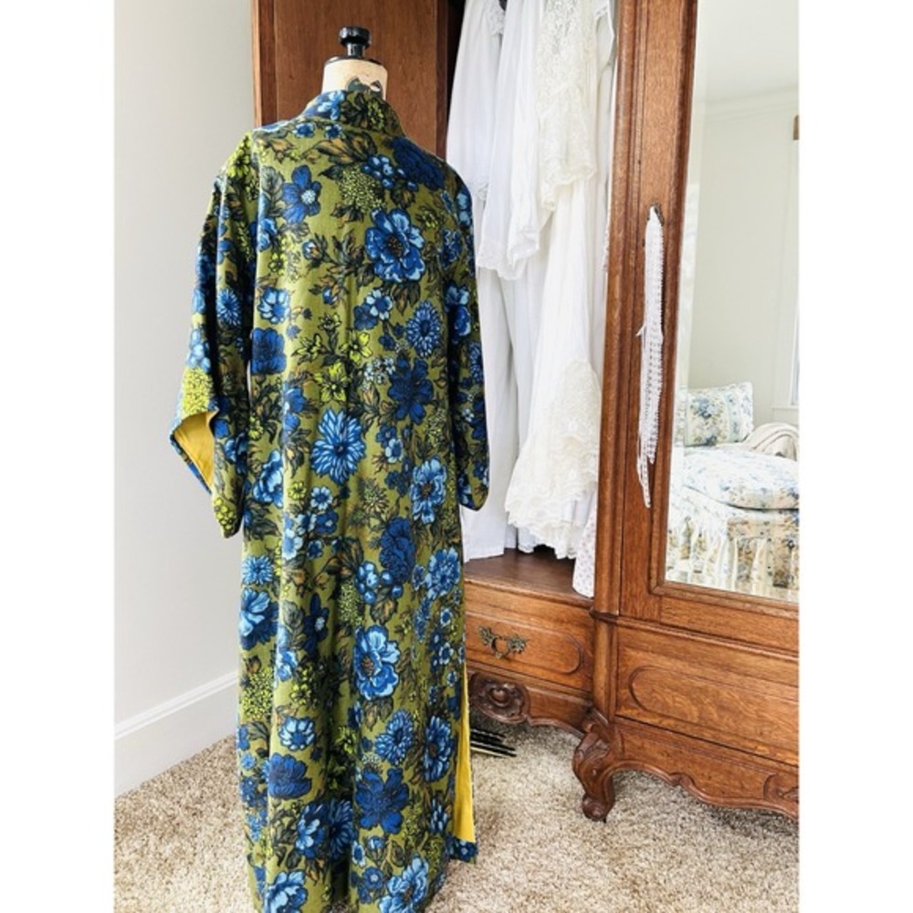 Vintage Mod MCM 1960 60s Blue Green floral‎ Custom Shift Dress STUNNING!! Sz 6-8